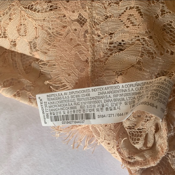 ZARA Lace top NWOT gorgeous nude color size M - Picture 9 of 9